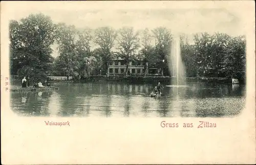 Ak Zittau in Sachsen, Weinaupark, Fontäne