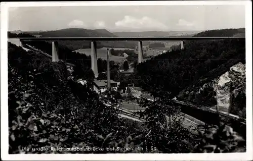 Ak Siebenlehn Großschirma in Sachsen, Autobahnbrücke Muldental, Panorama