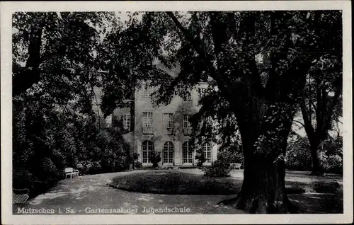 Ak Mutzschen Grimma in Sachsen, Gartensaal der Jugendschule