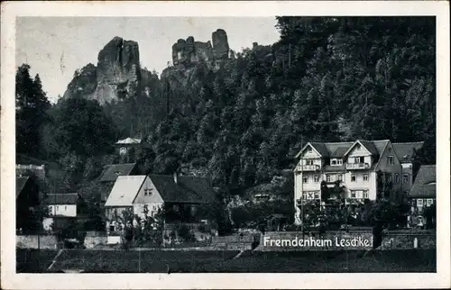 Ak Kurort Rathen im Elbsandsteingebirge, Fremdenheim von M. Leschke