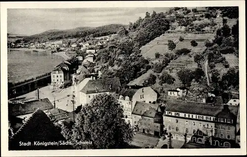 Ak Königstein Sächs. Schweiz, Teilansicht