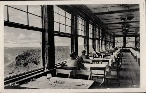 Ak Lohmen Sachsen, Bastei, Restaurant mit Ausblick