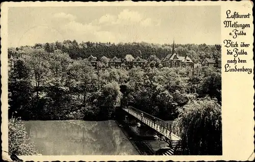 Ak Melsungen in Hessen, Blick über die Fulda zum Lindenberg, Brücke