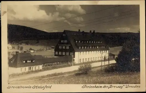 Ak Rehefeld Zaunhaus Altenberg im Erzgebirge, Grenzbaude, Ferienheim der Drewag Dresden