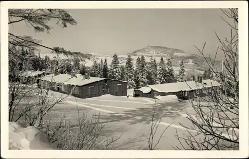 Ak Geising Altenberg im Erzgebirge, Betriebskinderferienlager VEB Sachsenwerk, Winter, Schnee