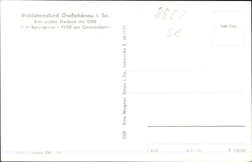 Ak Großschönau in der Oberlausitz Sachsen, Waldstrandbad, Das größte Freibad der DDR