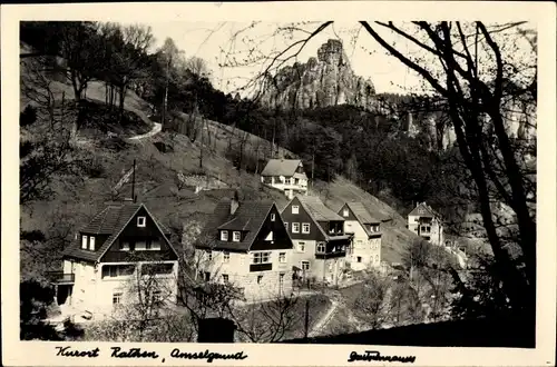 Foto Ak Rathen an der Elbe Sächsische Schweiz, Amselgrund, Felsen, Wald