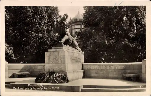 Ak Darmstadt in Hessen, Denkmal des Leibgarde-Regts. Nr. 115