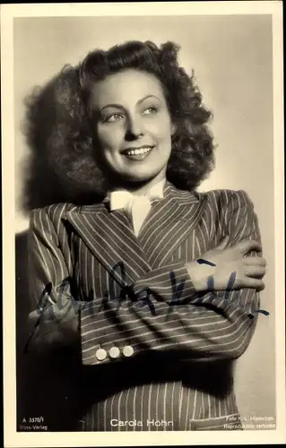 Ak Schauspielerin Carola Höhn, Portrait, Ross 3370/1, Autogramm