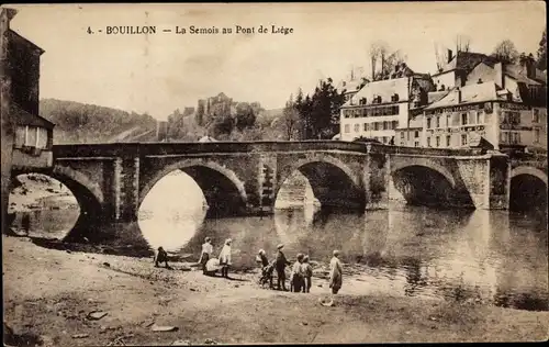 Ak Bouillon Wallonien Luxemburg, La Semois au Pont de Liege, Brücke