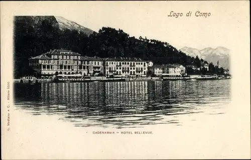 Ak Cadenabbia Lago di Como Lombardia Italien, Blick zum Hotel Bellevue