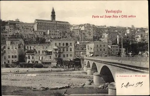 Ak Ventimiglia Liguria, Ponte sul fiume Roja e Città antica