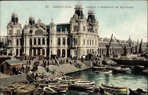 Ak Barcelona Katalonien, Puerto y Despacho de Equipajes