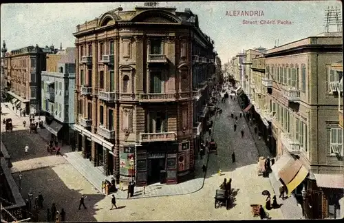 Ak Alexandria Ägypten, Street Cherif Pacha