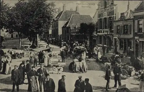 Ak Hellevoetsluis Südholland, Marktdag