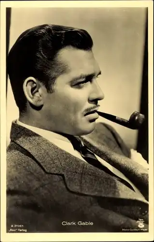 Ak Schauspieler Clark Gable, Portrait mit Pfeife, Ross Verlag A 2156/1