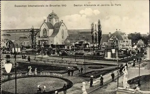 Ak Bruxelles Brüssel, Exposition 1910, Section Allemande et Jardins de Paris