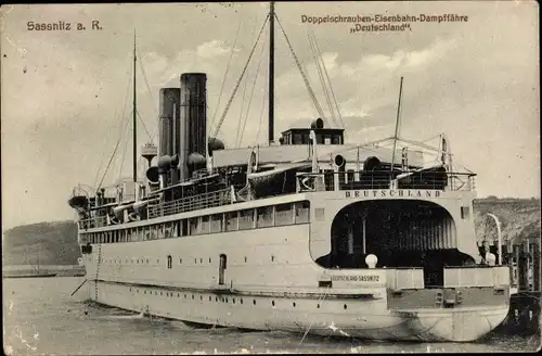 Ak Sassnitz auf Rügen, Doppelschrauben Eisenbahn Dampffähre Deutschland, Fährschiff