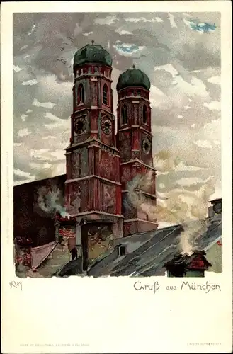 Künstler Litho Kley, Heinrich, München, Türme der Frauenkirche