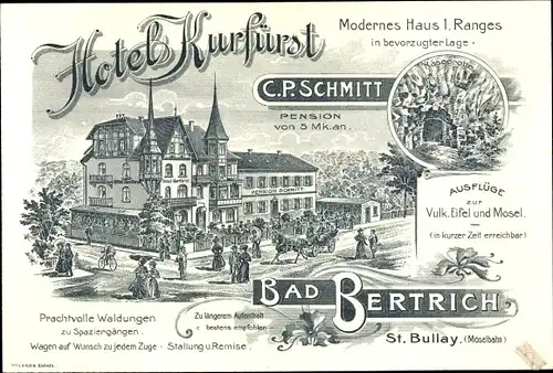Litho Bad Bertrich an der Mosel Eifel, Hotel Kurfürst