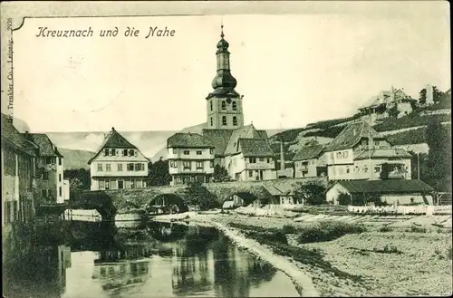 Ak Bad Kreuznach in Rheinland Pfalz, Ortsansicht, Die Nahe