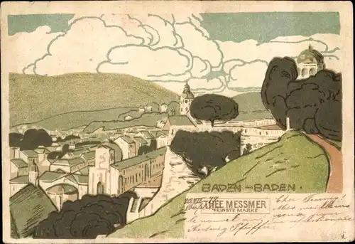 Litho Baden Baden am Schwarzwald, Totalansicht