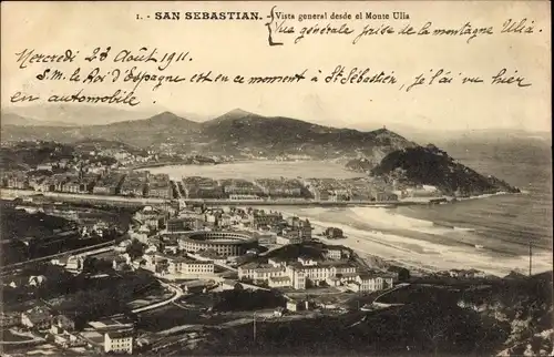 Ak Donostia San Sebastian Baskenland, Vista general desde el Monte Ulia