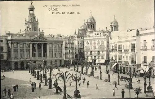 Ak Cádiz Andalusien, Plaza de Isabel II.