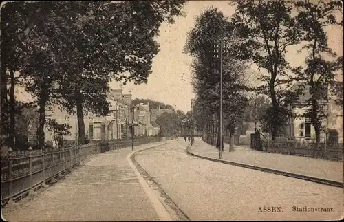 Ak Assen Drenthe Niederlande, Stationstraat