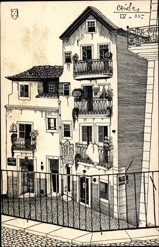 Künstler Ak Canelas, Alfama Lisboa Lissabon Portugal, Largo de S. Rafael