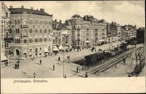 Ak Hälsingborg Helsingborg Schweden, Järnvägsgatan