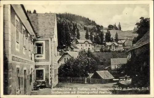 Ak Sankt Kathrein am Hauenstein Steiermark, Straßenpartie m. Einkehrgasthof Fasching
