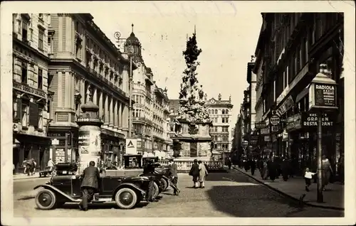 Ak Wien 1. Innere Stadt Österreich, Der Graben, Autos, Denkmal