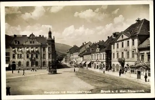 Ak Bruck an der Mur Steiermark, Hauptplatz mit Bismarckstraße