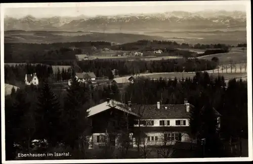 Ak Ebenhausen Schäfhorn im Isartal, Häuser, Landschaft, Gebirge