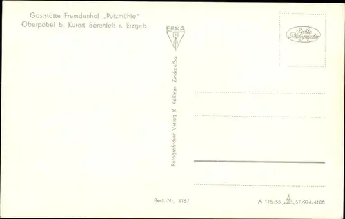Ak Oberpöbel Dippoldiswalde Sachsen, Gaststätte Fremdenhof Putzmühle