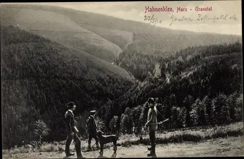 Ak Hahnenklee Bockswiese Goslar im Harz, Granetal, Jäger