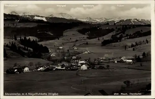 Ak Sibratshofen Weitnau Oberallgäu, Blick auf den Ort mit Umgebung, Nagelfluhkette