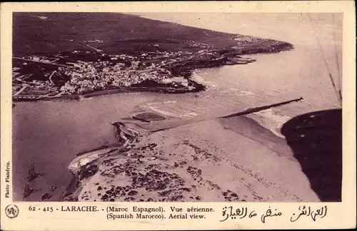 Ak Larache Marokko, Maroc Espagnol, Fliegeraufnahme, Küste