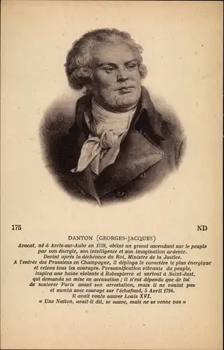 Künstler Ak Georges Jacques Danton, Französischer Politiker, Portrait