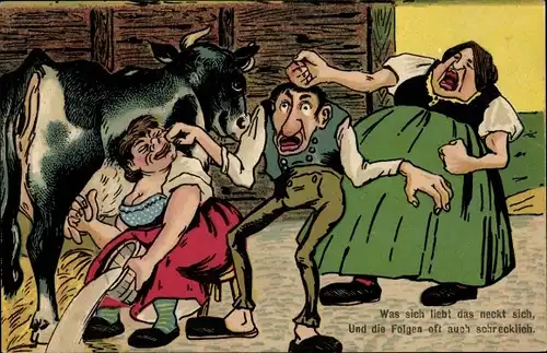 Ak Was sich liebt das neckt sich, und die Folgen oft auch schrecklich, wütende Ehefrau