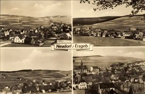 Ak Neudorf Sehmatal im Erzgebirge, Panorama