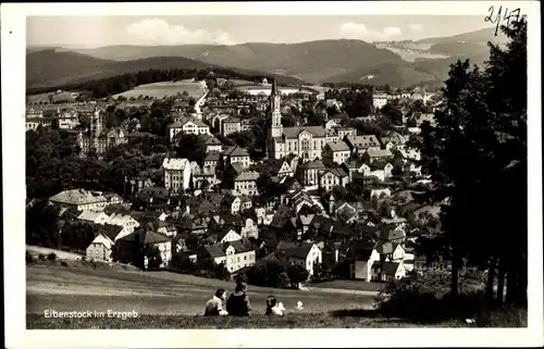 Ak Eibenstock im Erzgebirge Sachsen, Ortsansicht mit Kirche