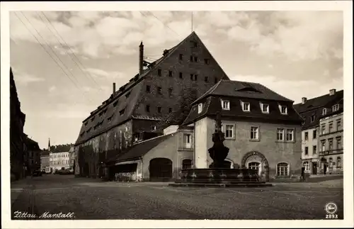 Ak Zittau in der Oberlausitz, Neustadt, Marstall, Samariterinbrunnen