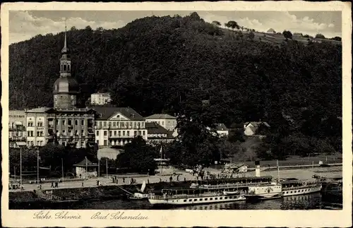 Ak Bad Schandau Sächsische Schweiz, Salondampfer Leipzig am Anleger