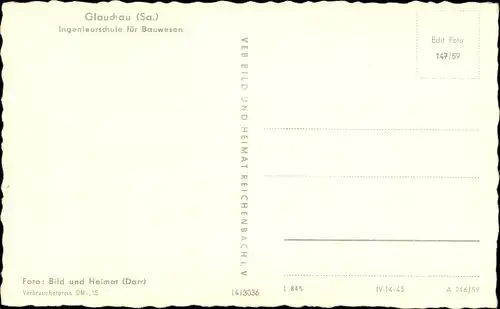 Ak Glauchau in Sachsen, Ingenieurschule für Bauwesen