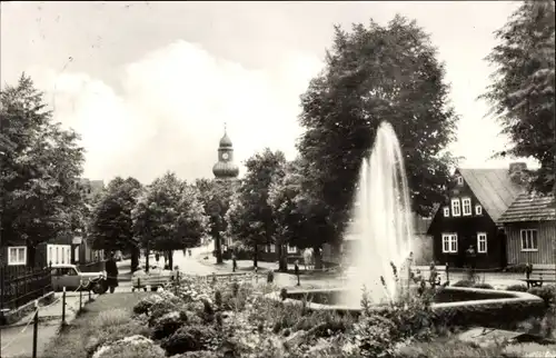 Ak Frauenwald am Rennsteig Ilmenau in Thüringen, Anlagen mit Springbrunnen