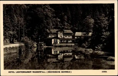 Ak Lichtenhain Sebnitz Sächsische Schweiz, Hotel Lichtenhainer Wasserfall