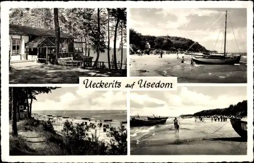 Ak Ueckeritz auf Usedom an der Ostsee, Strandpartie