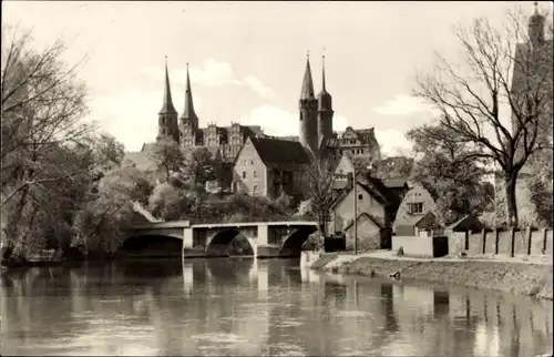 Ak Merseburg an der Saale, Blick zum Dom, Brücke